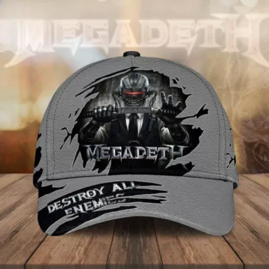 Custom Name 3D Cap Hat Personalized Megadeth Band Baseball Cap