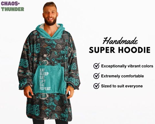 No Pain No Gain Oversized Blanket Hoodie, Gym Dad Gift