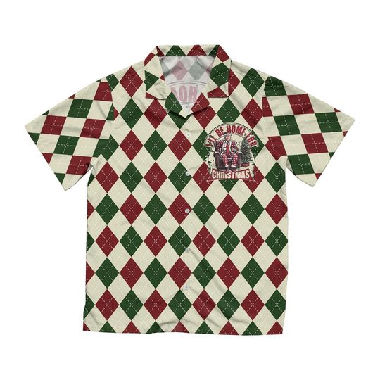 I'll Be Home For Christmas Shirt, President Trump Christmas Hawaiian Shirt, Trump 47th President Shirt, Trump Hawaiian Shirt Republican Gift