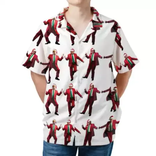 Funny Santa Trump Dancing Make Christmas Great Again Hawaiian Shirt