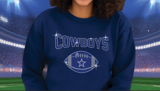 Rhinestone Dallas Cowboys Sweatshirt, Game Day Shirt,Football Mascot Fan Gift