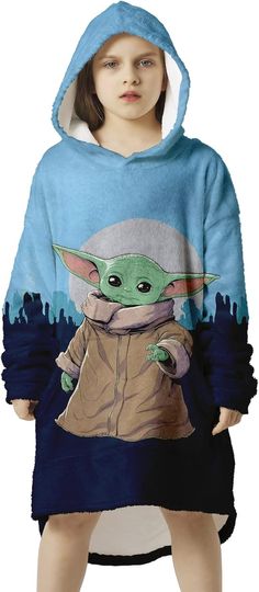 Kids Wearable Blanket Flannel Hoodies Sweatshirt,Warm Super Soft Blanket Hoodies