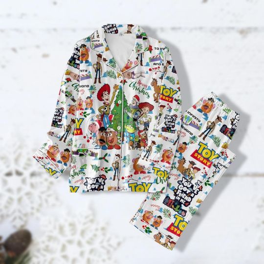 Toy Story Christmas Pajamas Set, Toy Story Family Pyjamas, Buzz Lightyear Shirt, Woody Shirt, Woman Pajama Pants, Button Down Pajamas