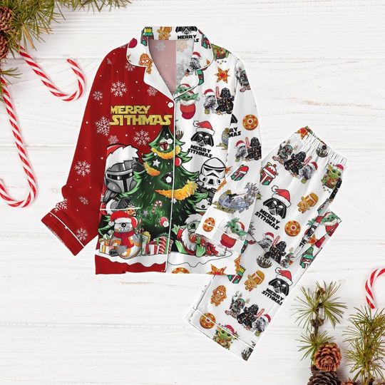 Discover Christmas Stars War Pajamas Set, Merry Sithmas Holiday Pajamas, Darth Vader Xmas Pajamas, Cute Baby Yoda Pajamas, Gift For Kids