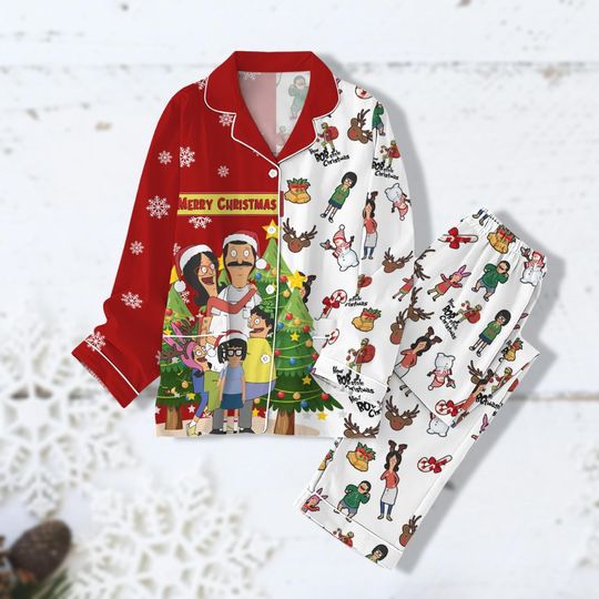 Bobs Burgers Christmas Pajamas Set, Bob Belcher Shirt, Tina Belcher Shirt, Belcher Family Pants Pajamas, Bobby Hill Movie Pajamas