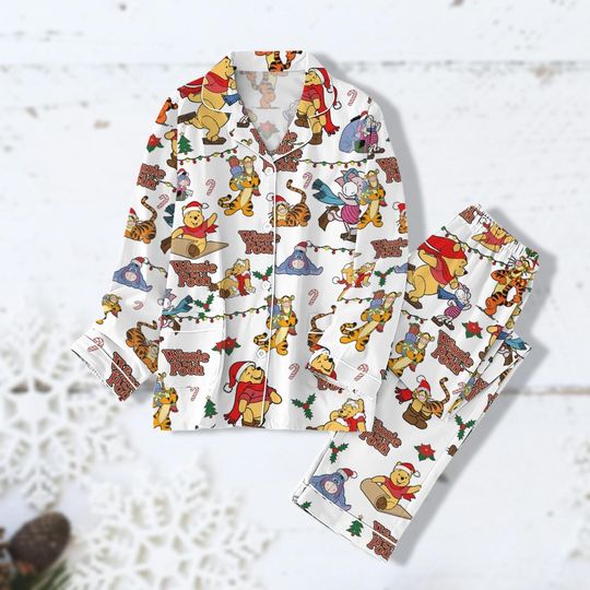 Christmas Winnie The Pooh Friends Pajamas Set, Eeyore Xmas Pyjamas, Disney Family Pajama Pants, Pooh Christmas Pajamas, Pajamas Party