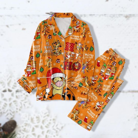 Winnie Pooh Tigger Christmas Pajama Set, Pajama Pants, Christmas Winter Adult Unisex Pajama, Disneyland Christmas Pajama, Pajama Party