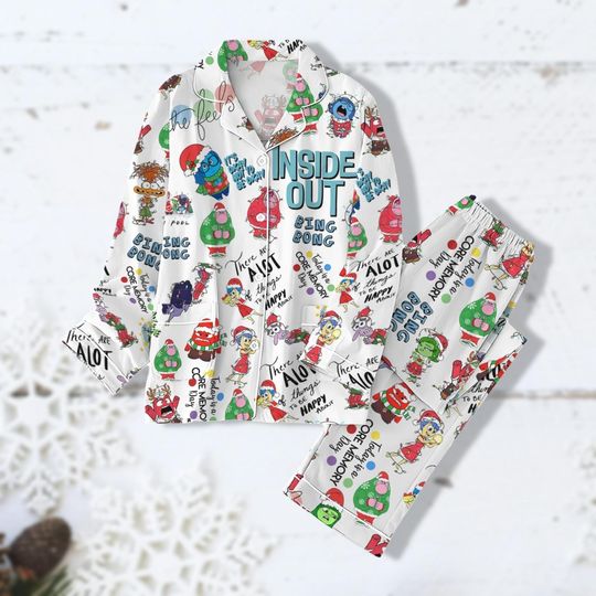 Disney Inside Out 2 Christmas Pajamas, Riley Joy Disgust Christmas Pajamas, Core Memory Day Christmas Shirt, Its Okay To Feel Pajamas