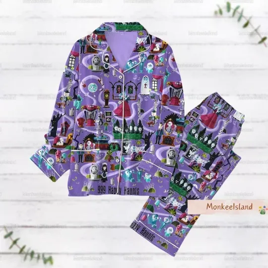 Halloween Haunted Mansion Pajamas, Foolish Mortals Women Pajamas Set