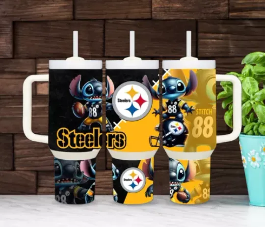 Pittsburgh Steeler Football Stitch 40oz Tumbler