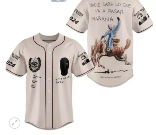 Bad Bunny Benito Most Wanted Tour 2024 baseball jersey