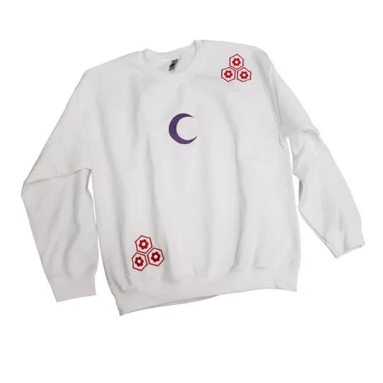 Sesshomaru Pattern Embroidered Crewneck Sweater White (M) Cosplay Anime Inuyaasha