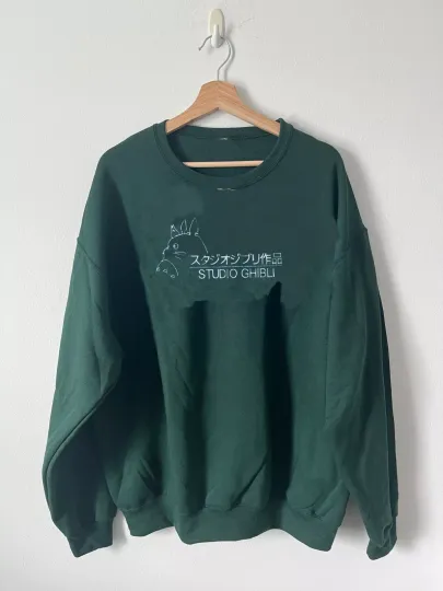 Vintage Studio Ghibli Logo Promo Crewneck, Oversized Graphic, Embroidery