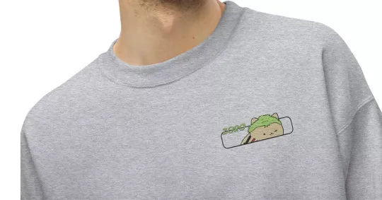 Zoro X Kitty Embroidered Unisex Anime Manga Crewneck Sweatshirt