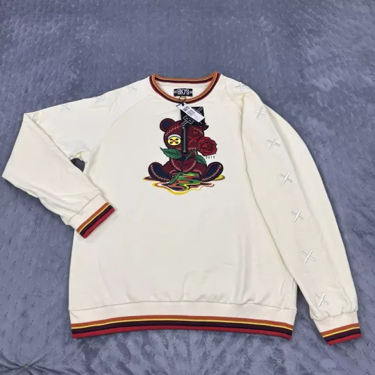 BKYS Sweater Mens XXXL 3XL Beige Pullover Sweatshirt Streetwear Lucky Bunny NWT