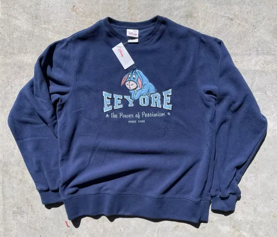 New With Tags Disney Store Fleece Pullover Small Blue Eeyore 90s Y2K