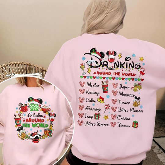 Mickey Ears Christmas Shirt, Drinking Around The World Shirt, Mickey Epcot Shirt, Christmas Party 2024 Shirt, Epcot Christmas Shirt