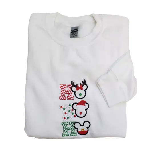 Disney Mickey Ears Christmas Crewneck Sweater White Size XL Holidays Xmas