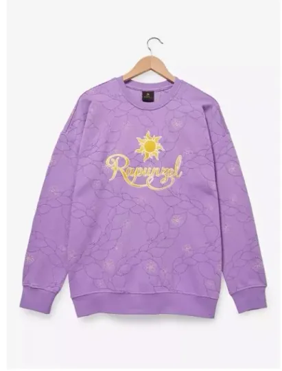 Disney Tangled Rapunzel Embroidered Floral Braid Crewneck NEW WITH TAG (XL)