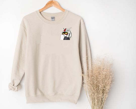 Unisex, Gundam Sweater, 90s Anime Shirt, Vintage Shirt, Robot Anime Lovers, Anime Japanese Manga Shirt, Retro Gundam Anime Pocket Sweatshirt