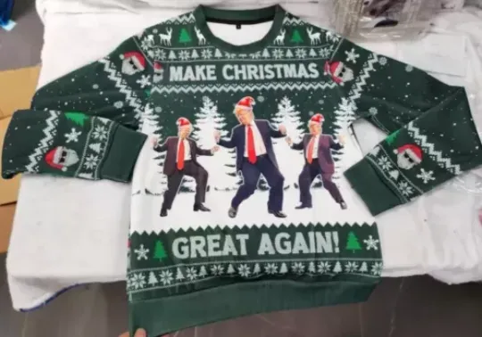 Make Christmas Great Again, Funny Trump Dancing Ugly Sweater, Trump 2024 Ugly