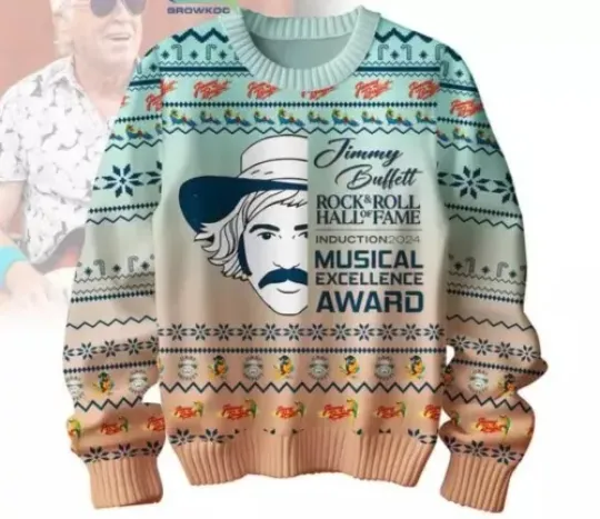 Jimmy Buffett Musical Excellence Award Hall Of Fame Ugly Christmas Sweater