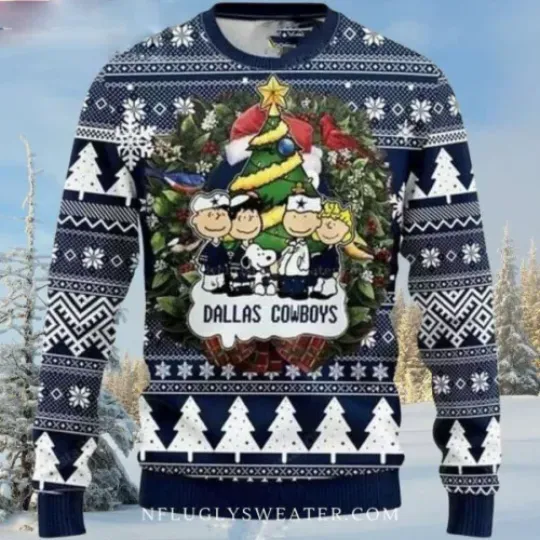 Peanuts Movie Characters DAllAs CoWBoys Ugly Christmas Sweater