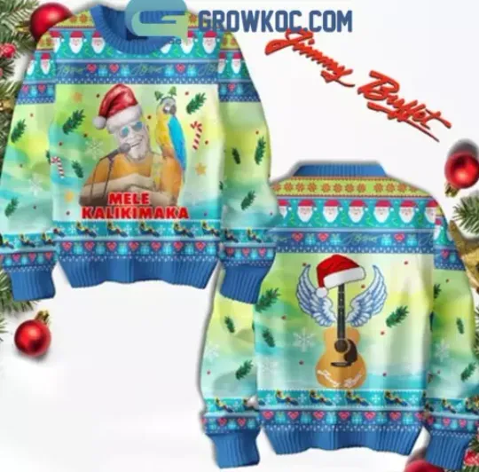 Jimmy Buffett Mele Kalikimaka Christmas 2024 Santa Ugly Sweater