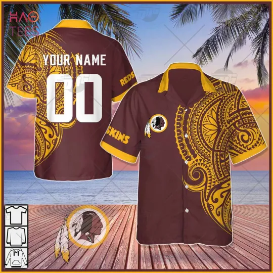 Personalize football Washington Redskins Polynesian Tattoo Design Hawaiian Shirt