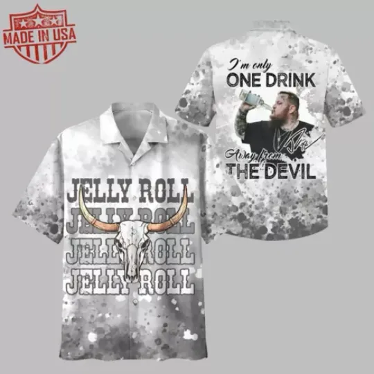 Jelly Roll 3D Hawaiian Shirt Button Down Full Size