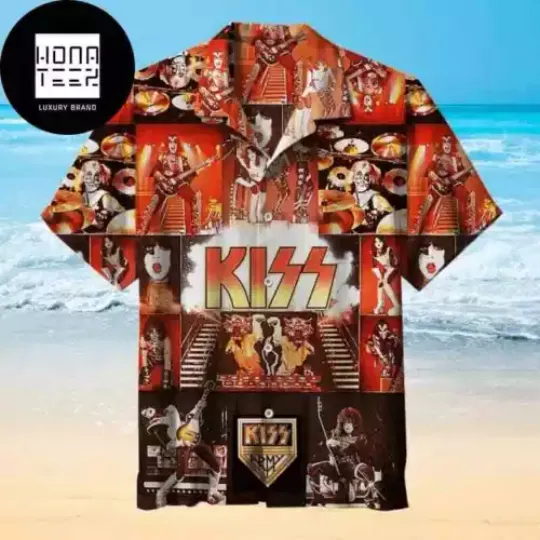 Kiss Band Signature Orange And Black 2024 Trending Hawaiian Shirt