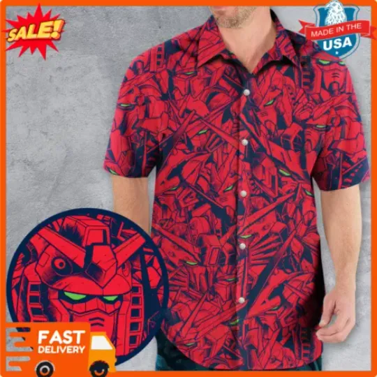 Rare Gundam Camo Magenta Gundam Hawaiian shirt