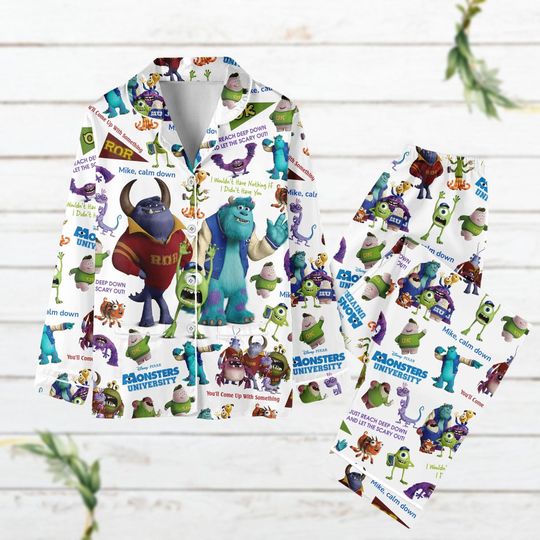 Christmas Monster University Holiday Pajamas, Disney Pajamas Family, Disneyland Matching Shirt, Magic Kingdom Pj Set, Gift For Fan