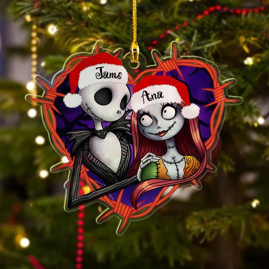 Personalized Nightmare Before Christmas Ornament, Jack and Sally Xmas Ornament,  Jack Skellington Christmas Tree Decor Gift For Kid