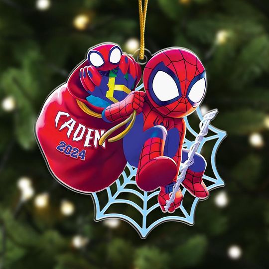 Personalized Spider Ornament, Spider Christmas Gift, Christmas Ornament For Kid, Customized 2024 Christmas Tree Decor Gift For Kid