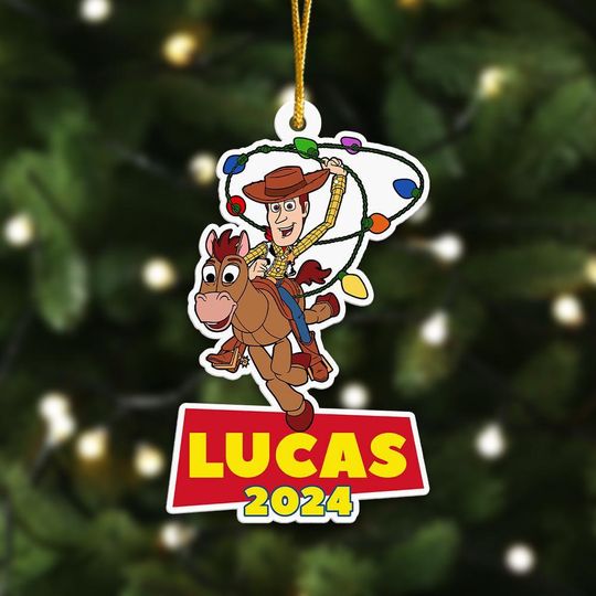 Personalized Cowboy And His Friends Ornament, Iconic Toy Movie Xmas Ornament Gift, Customized 2024 Christmas Tree Decor Gift For Kid