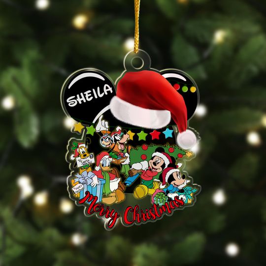 Personalized Mickey Mouse Christmas Ornament, Mouse And Friends Party Customized 2024 Christmas Tree Decor, Mouse Ears Xmas Gift For Kid