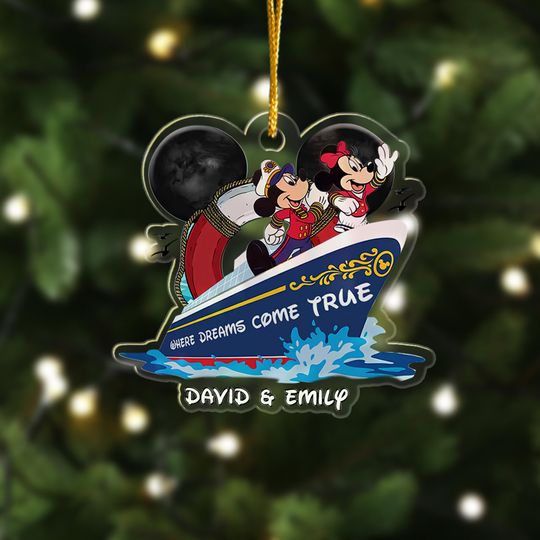Personalized Cruise Ship Where Dream Come True Christmas Ornament, Mickey Mouse Family 2024 Christmas Tree Decor, Minnie Mouse Xmas Gift