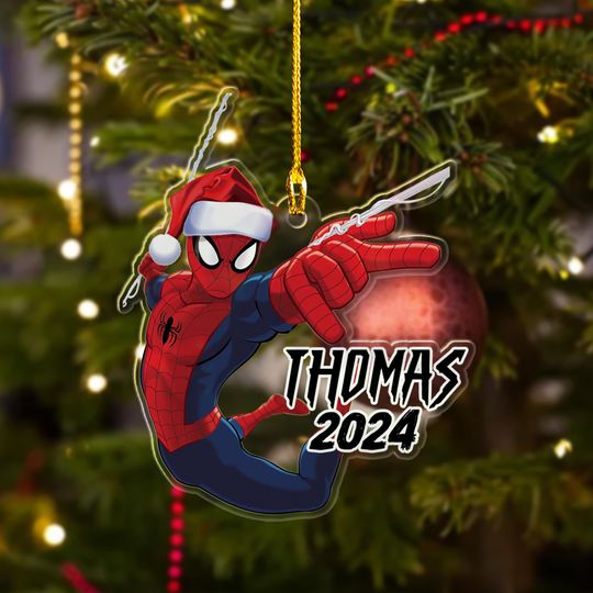 Personalized Spider-Man Christmas Ornament, Spider Christmas Tree Decor, Spider Superhero Xmas Keepsake Gift For Kid, Holiday Ornament