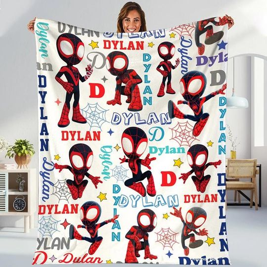 Personalized Spider Blanket, Superhero Fleece Blanket, Spidey Movie Fleece Blanket, Housewarming Gift, Blanket Birthday Gifts For Him For Her