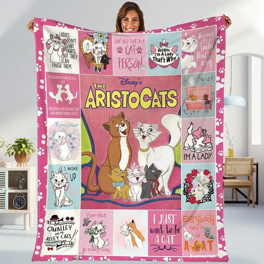 The Aristocats Movie Blanket | Marie Cat Berlioz Aristocats Toulouse Fleece Blanket | Disneyland Blanket Fleece Blanket For Bed Couch Sofa