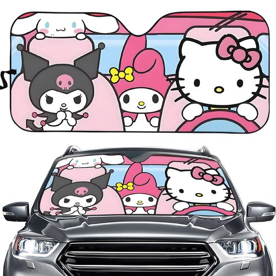 Hello Kitty Car Sun Shade, Hello Kitty Car Windshield, Hello Kitty Sun Visor Car