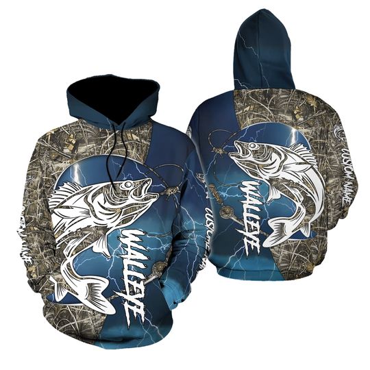 Personalized Unisex Novelty Hoodies Walleye Fishing Pullover , Walleye Fishing Hoodies