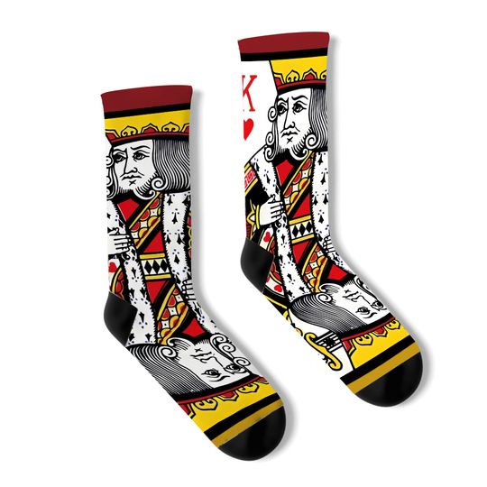 King Of Hearts Socks Funny Cool Vintage Playing Cards Novelty Footwear