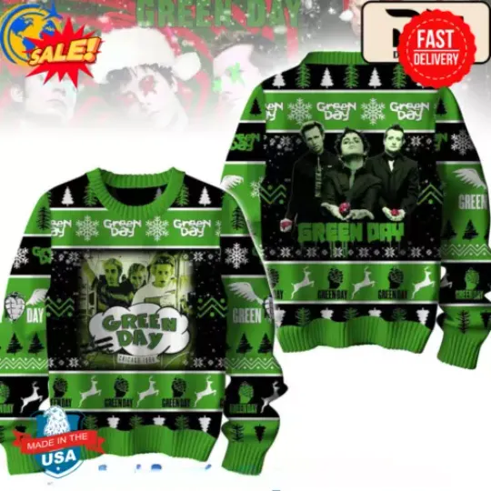 Green Day Chicago 1994 Enjoying Chirstmas Gifts 2024 Xmas Ugly Sweater