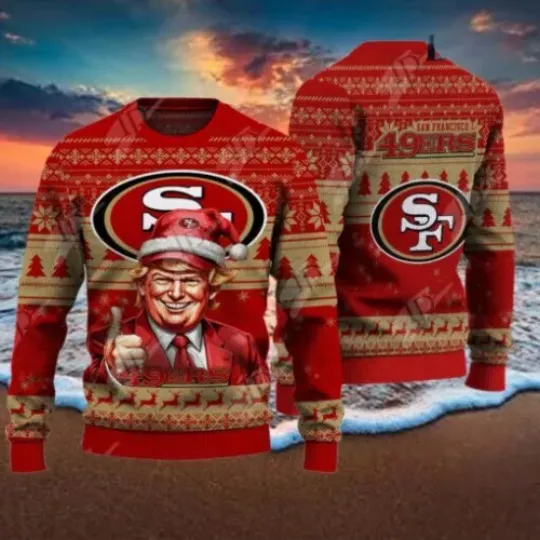 San Francisco 49ers Trump Happy Holiday Merry Christmas Football Ugly Sweater