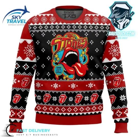 The Rolling Stones Holiday Sweater 2024 Christmas Ugly Sweater, Trending 2024