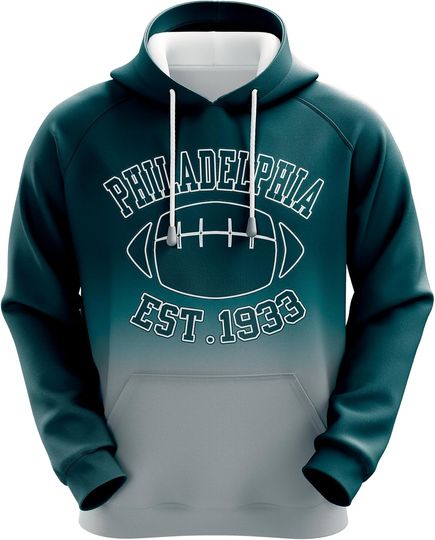 Discover Football Hoodie Fade Color Soft Classic Pullover Fans Est. 1933 Vintage City Style Unisex