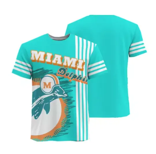 Miamii team dolphin vintage 3d t shirt, america football gift 2024 season