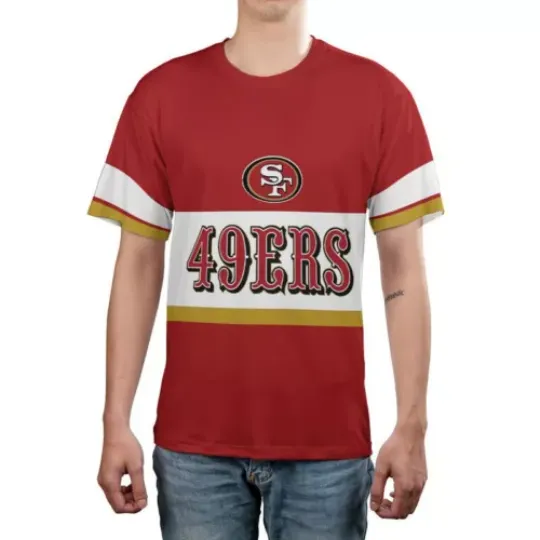 San Franciscos team  49ers men's 3D t shirt,  retro red color, team apparel